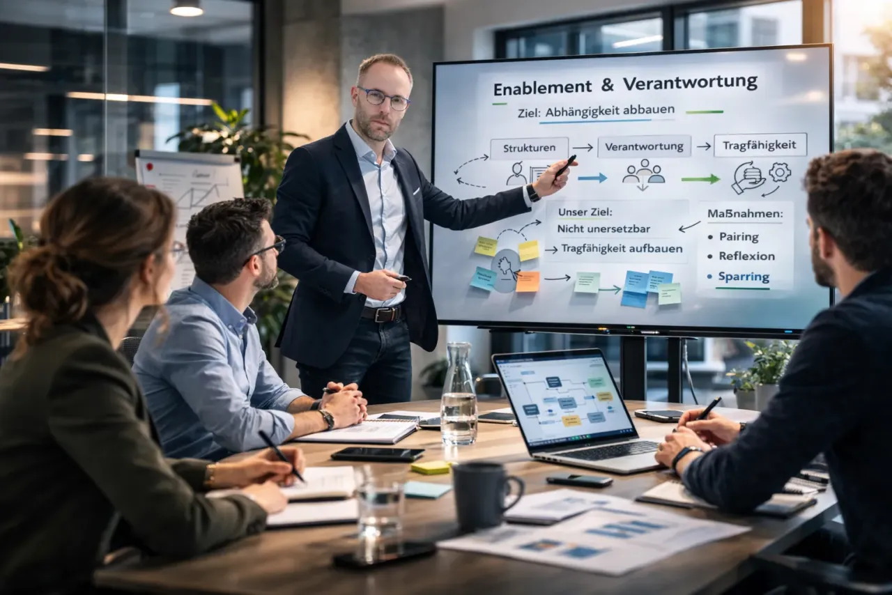 Großes Team-Meeting am Tisch