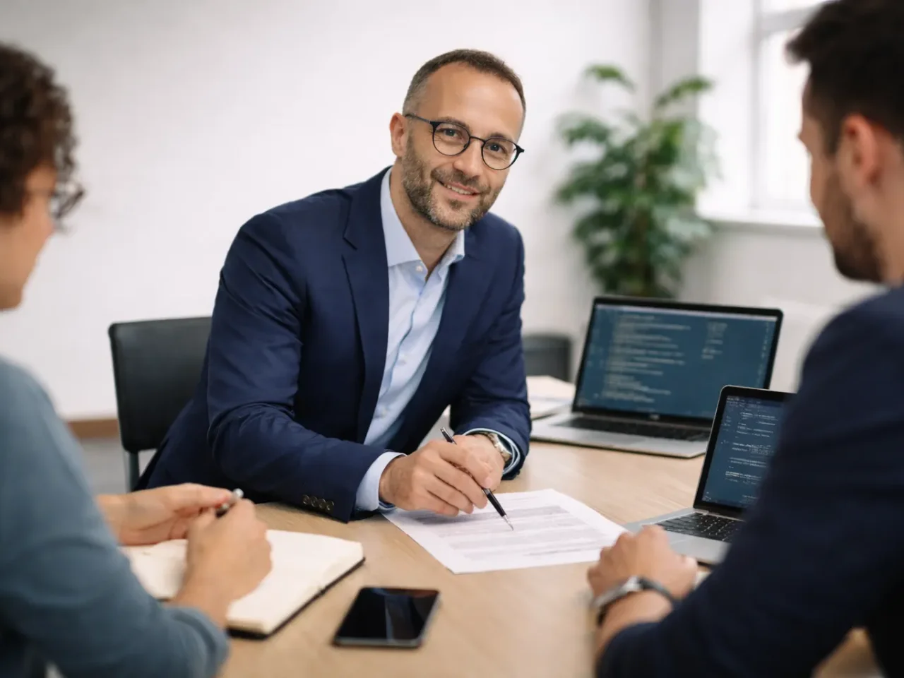 Gruppe von Führungskräften und Entwicklern im Training